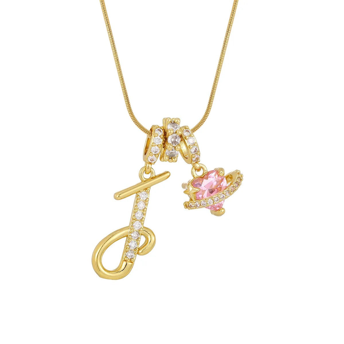 Crystal Initial & Flower Necklace