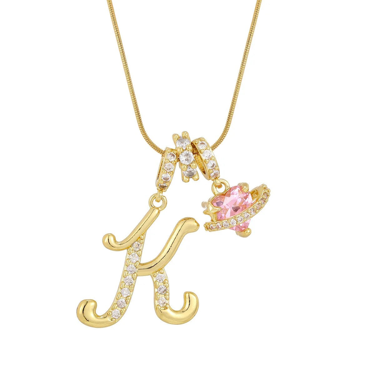 Crystal Initial & Flower Necklace