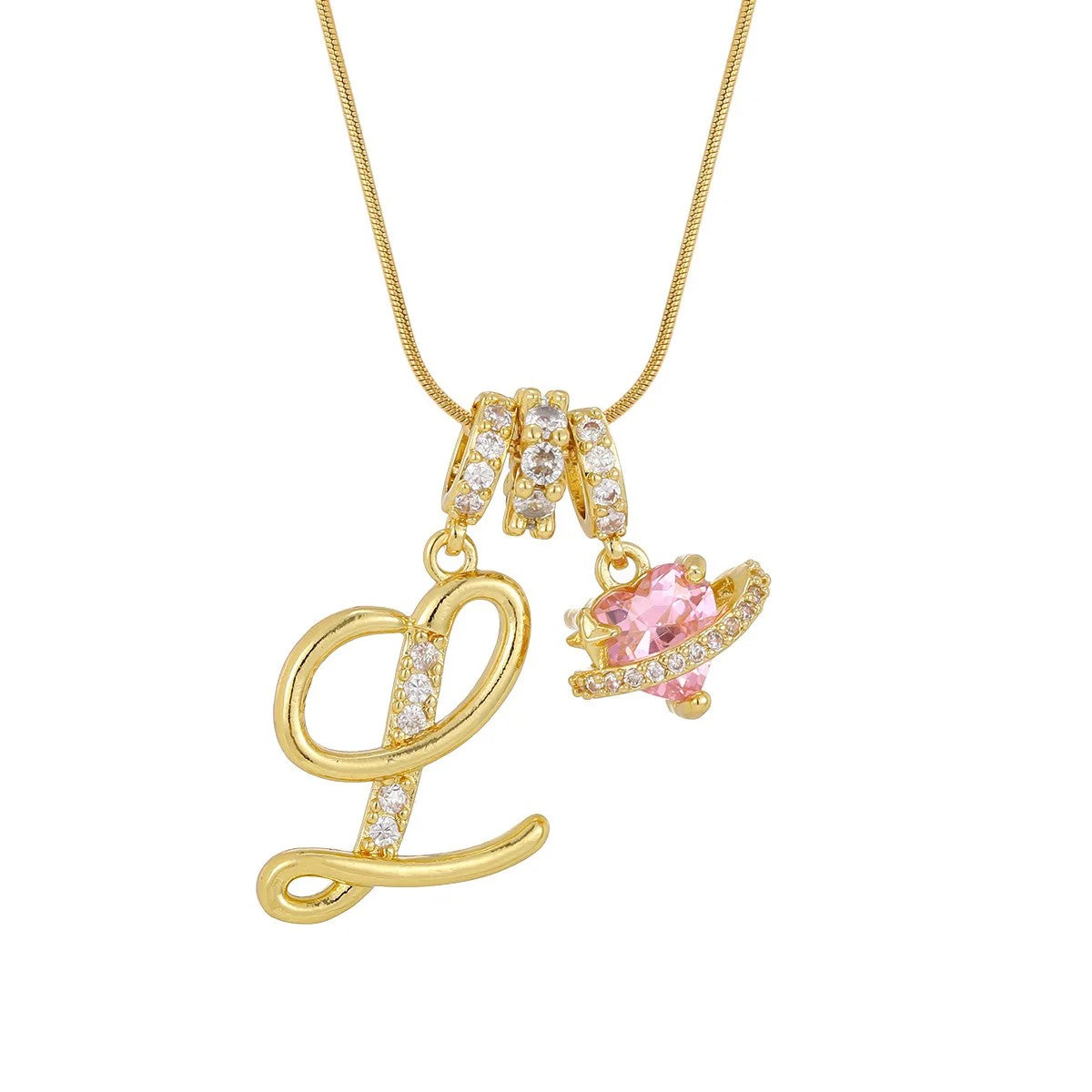 Crystal Initial & Flower Necklace