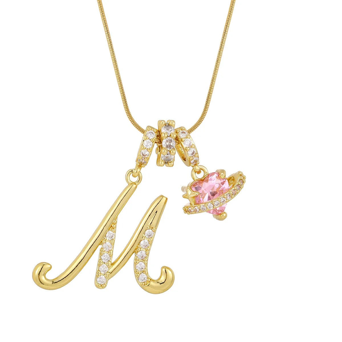 Crystal Initial & Flower Necklace