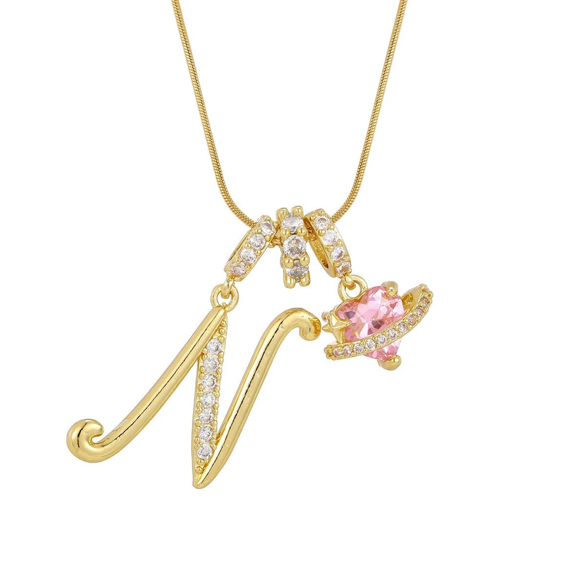 Crystal Initial & Flower Necklace