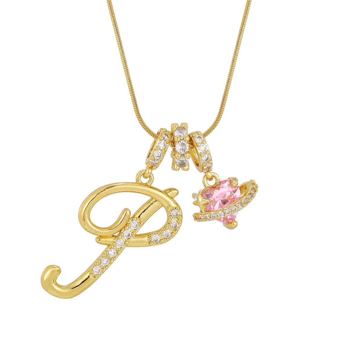 Crystal Initial & Flower Necklace