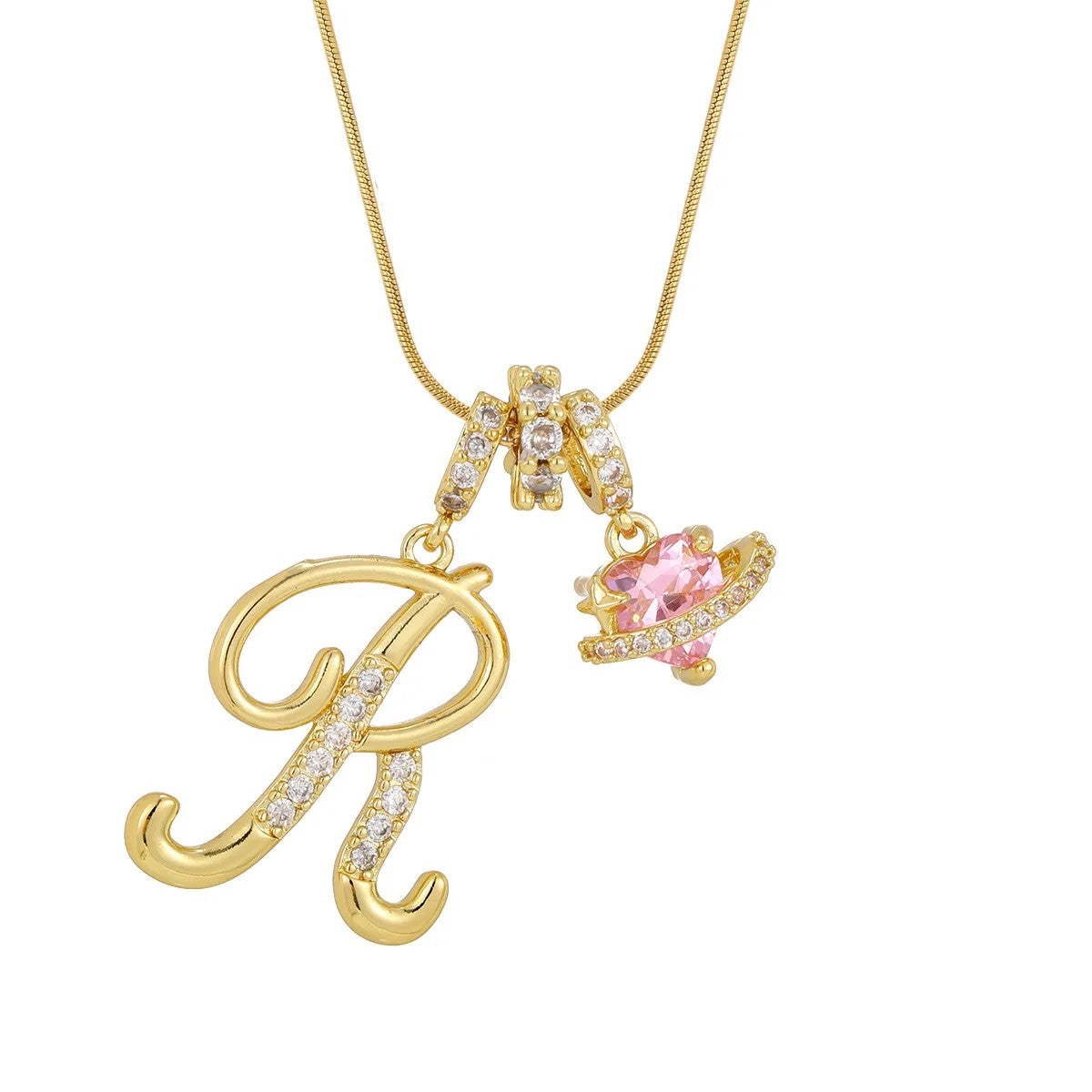 Crystal Initial & Flower Necklace