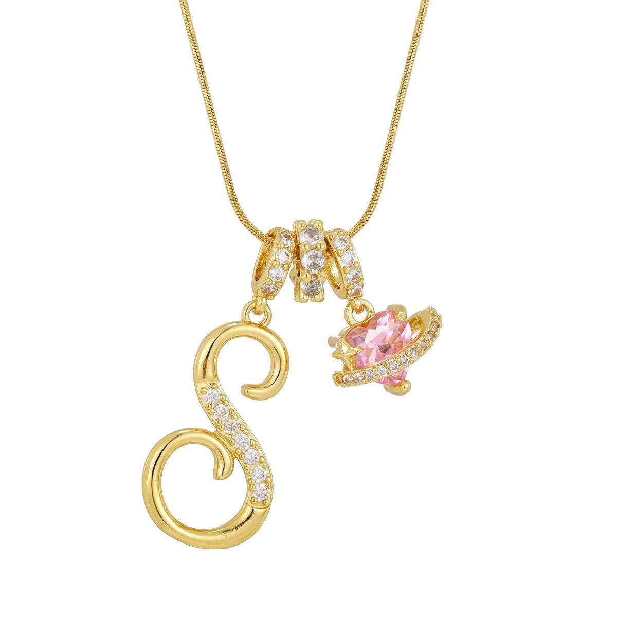 Crystal Initial & Flower Necklace