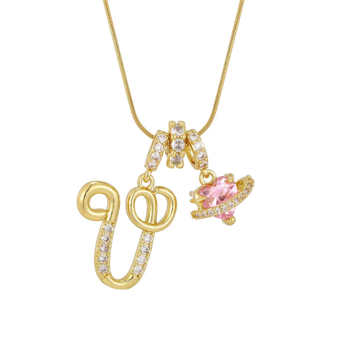 Crystal Initial & Flower Necklace