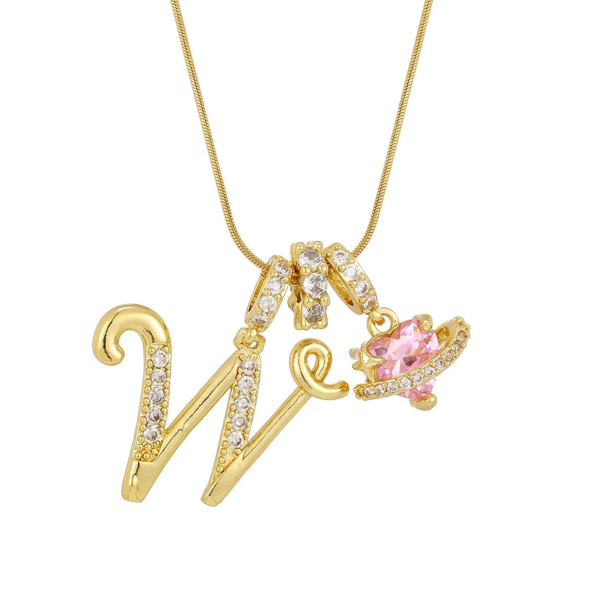 Crystal Initial & Flower Necklace