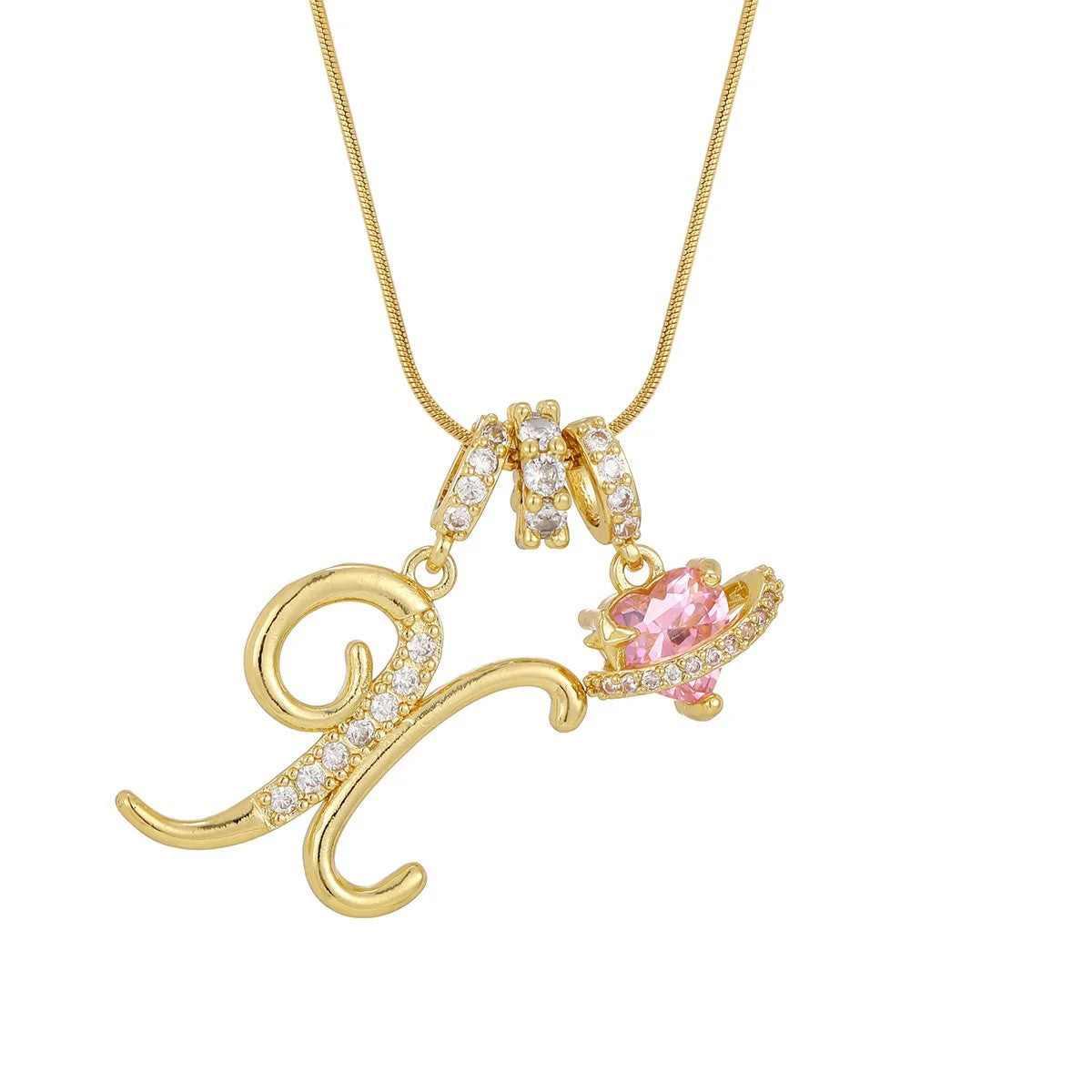 Crystal Initial & Flower Necklace