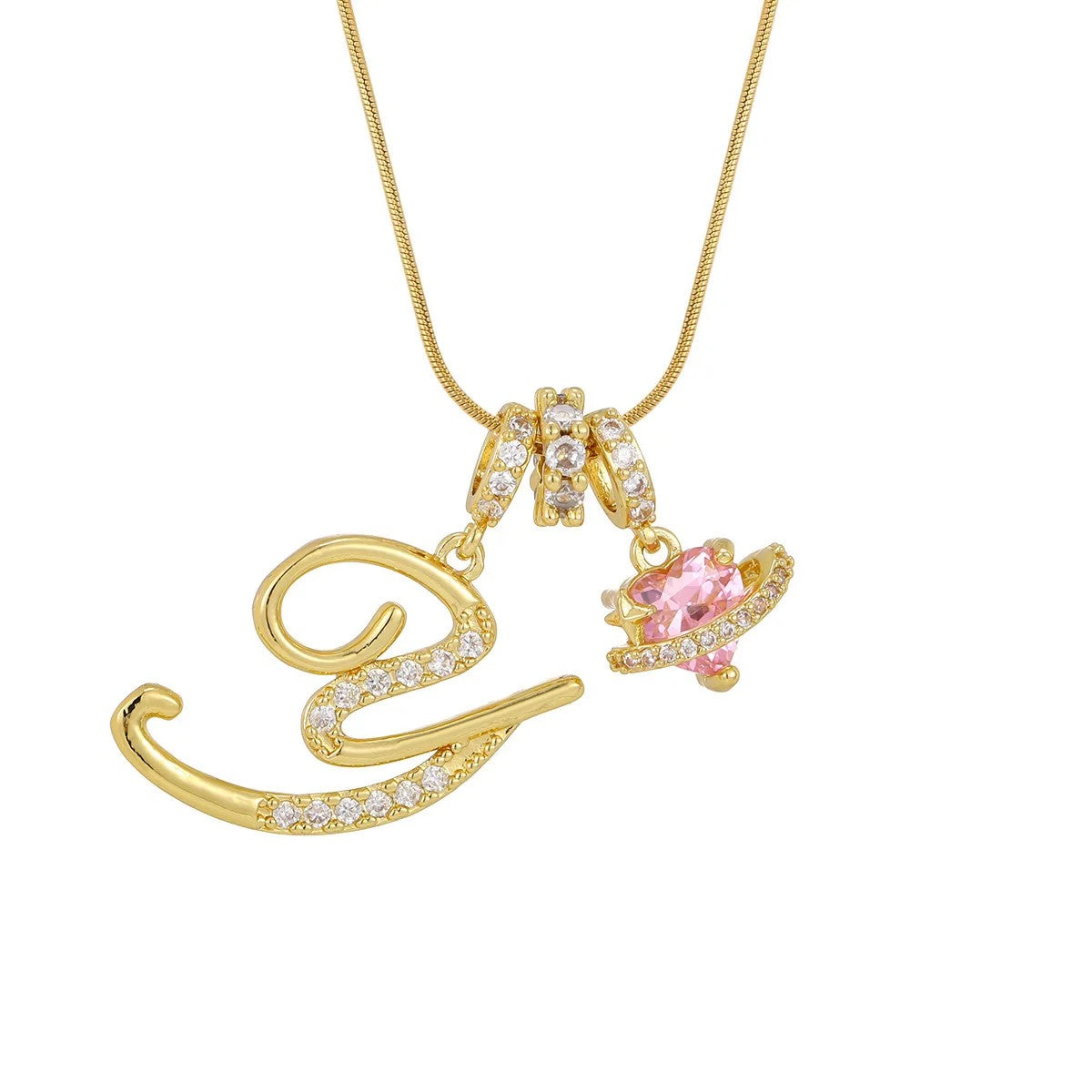 Crystal Initial & Flower Necklace