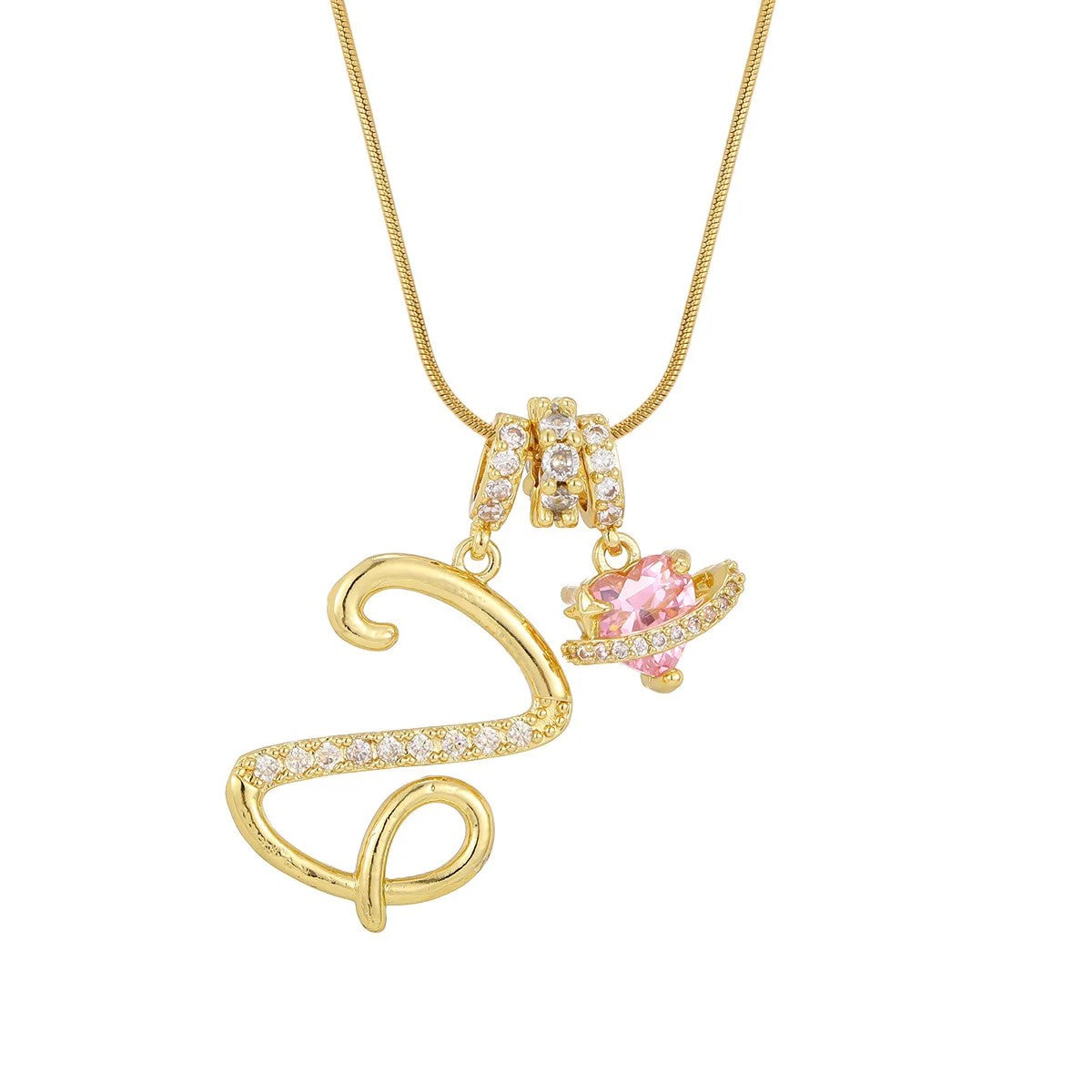 Crystal Initial & Flower Necklace