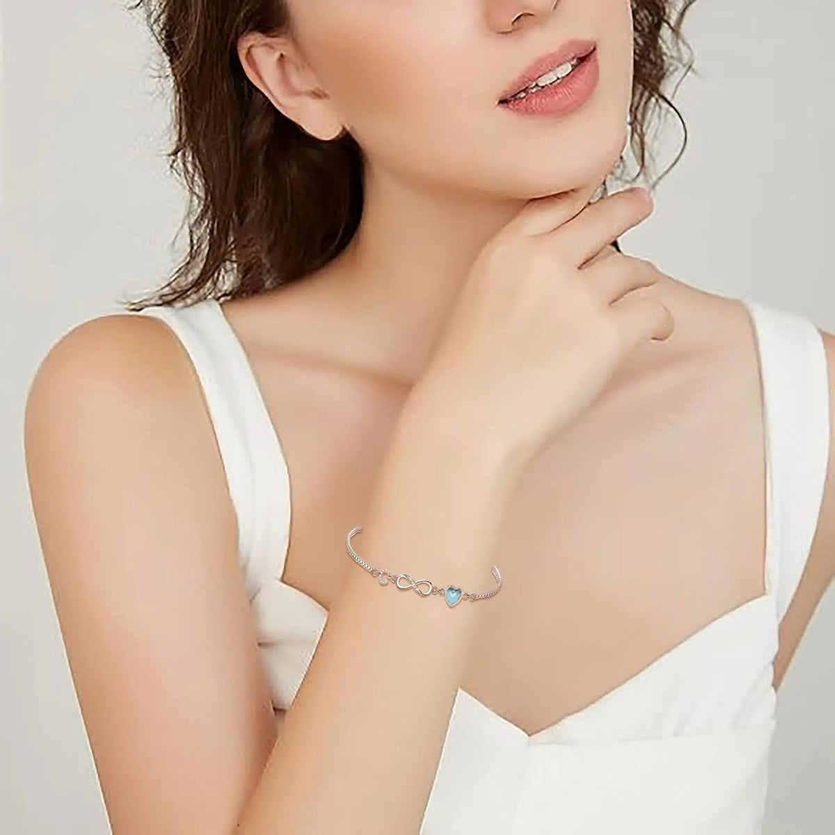 Infinity Letter & Blue Heart Bracelet