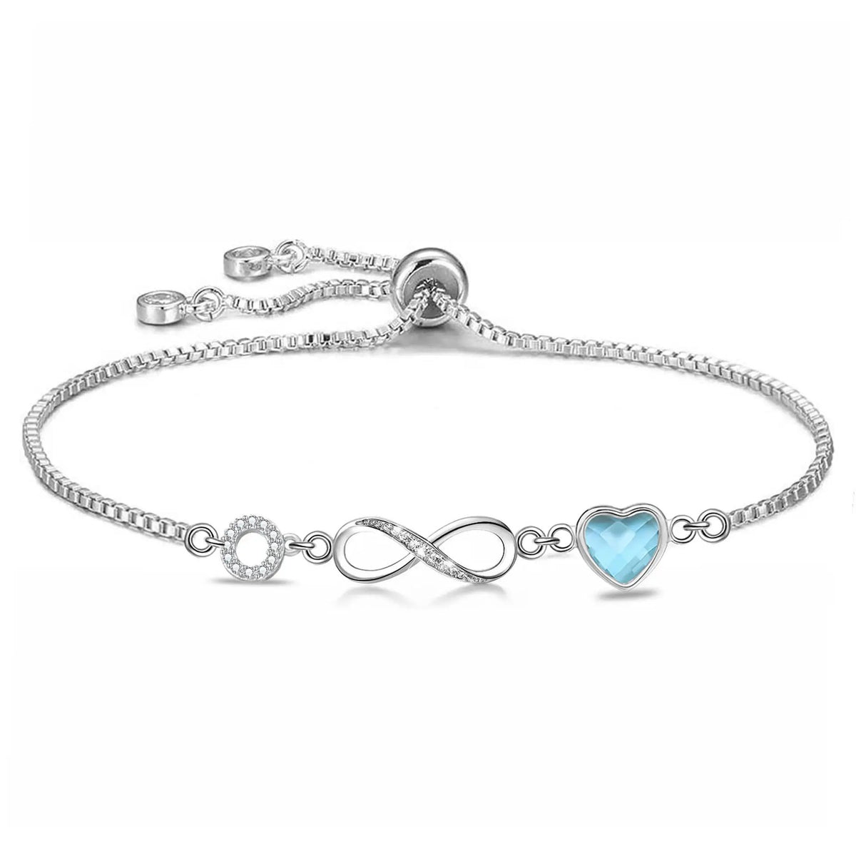 Infinity Letter & Blue Heart Bracelet