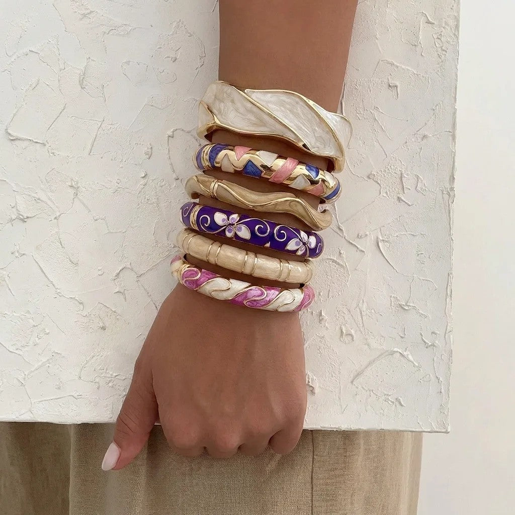 Enamel Floral Bangle Set