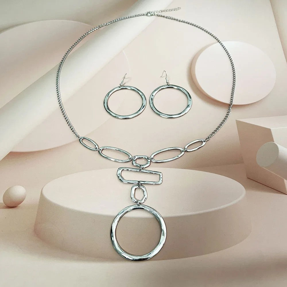 Mixed Geometric Link Necklace