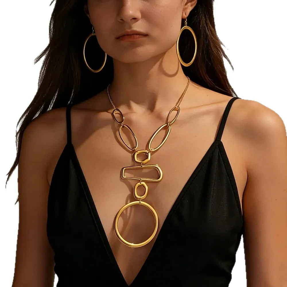 Mixed Geometric Link Necklace