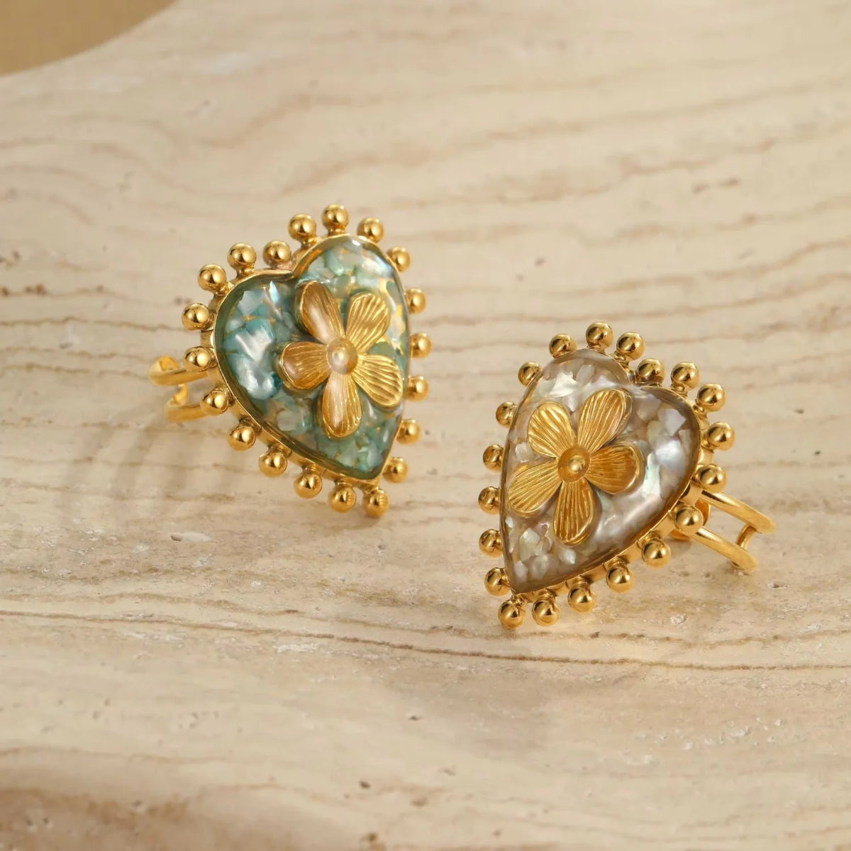 Heart Flower Adjustable Ring