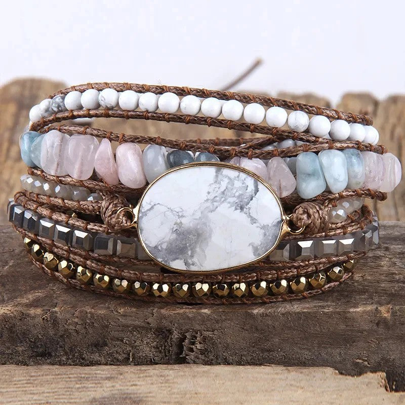 Hexagonal Stone Wrap Bracelet