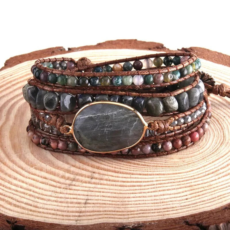 Hexagonal Stone Wrap Bracelet