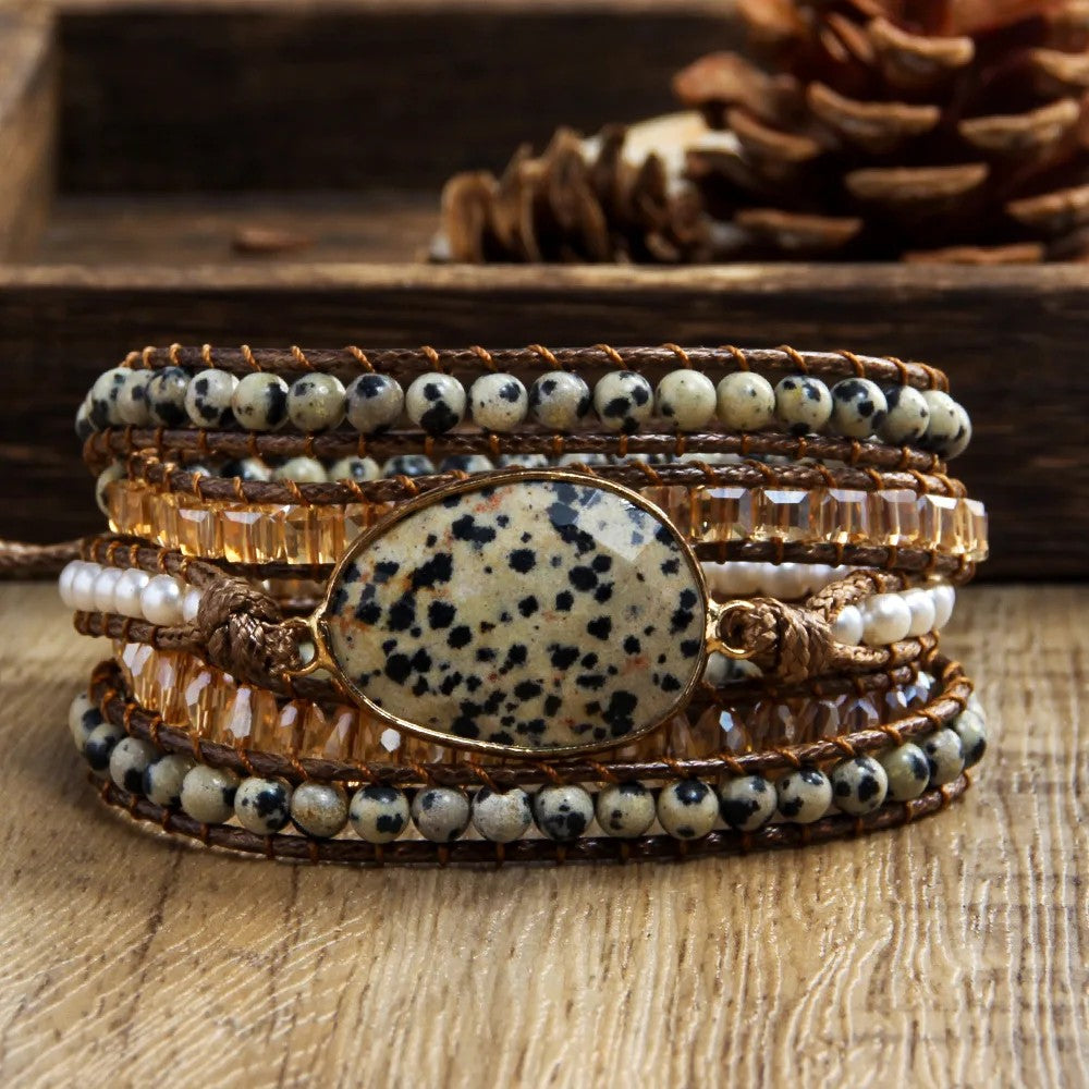 Hexagonal Stone Wrap Bracelet