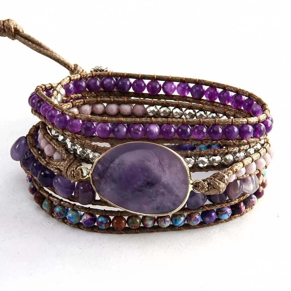 Hexagonal Stone Wrap Bracelet