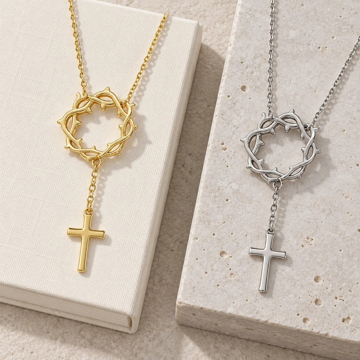 Crown of Thorns Cross Necklace