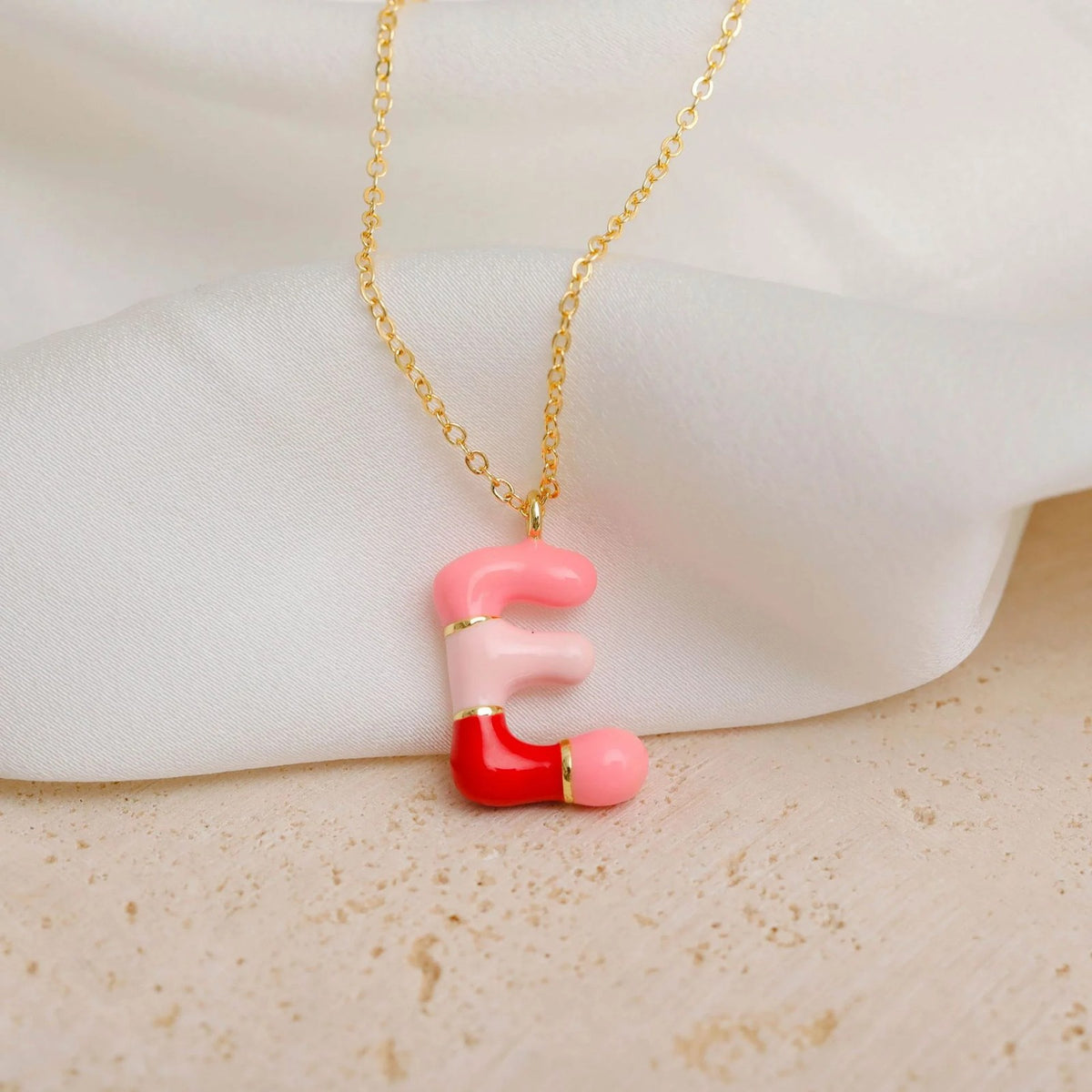 Colorful Resin Link Letter Necklace