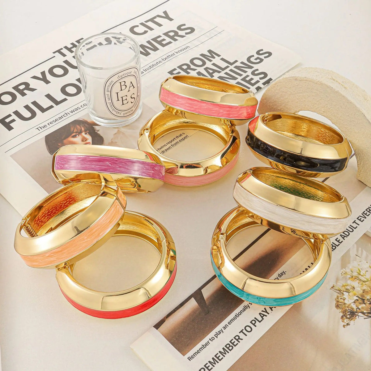 Colorful Enamel Hinged Bangle