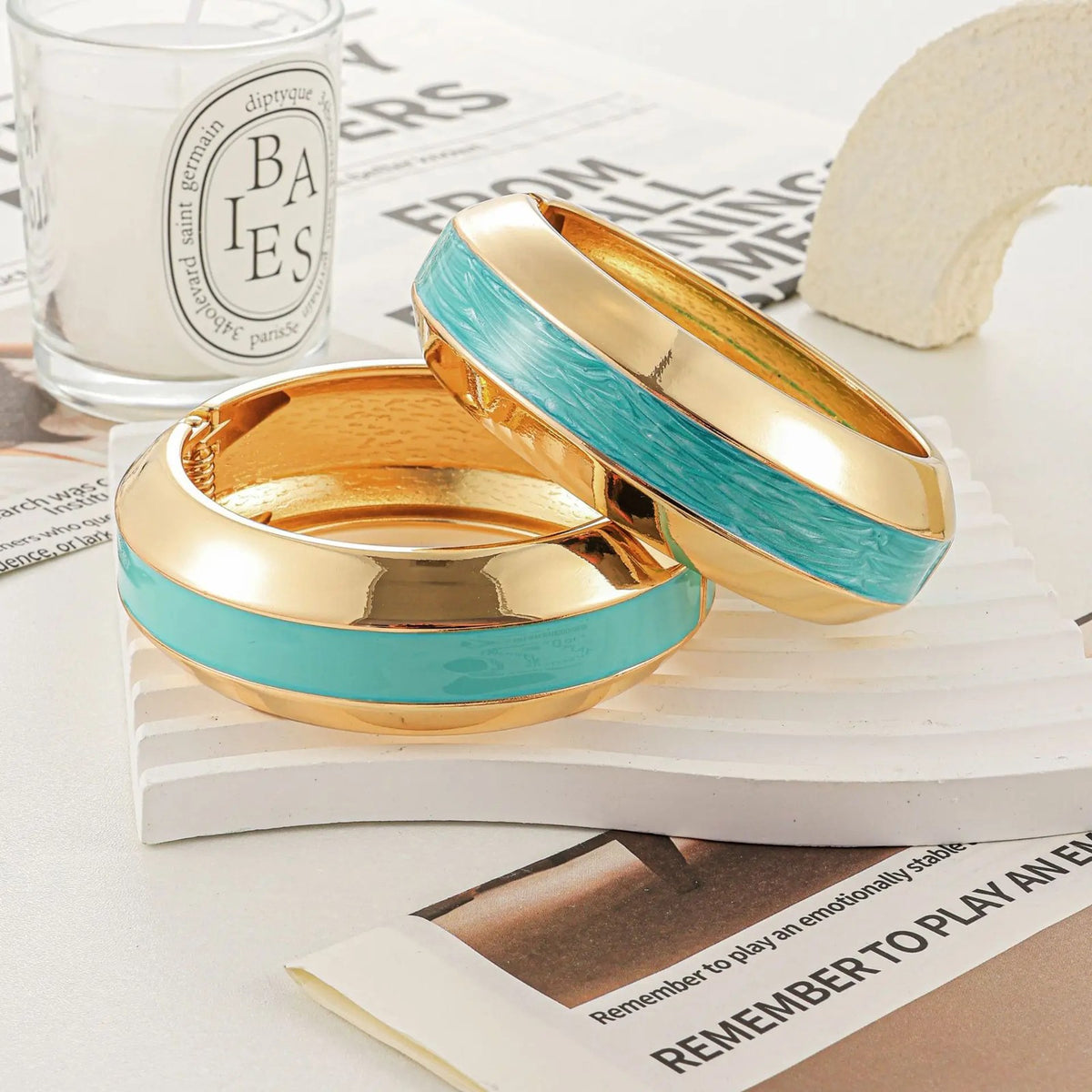Colorful Enamel Hinged Bangle