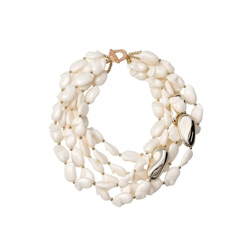 White Baroque Bead Statement Necklace