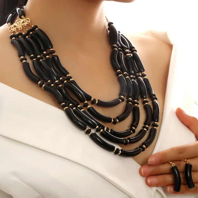 Green Wave Necklace & Earring Set