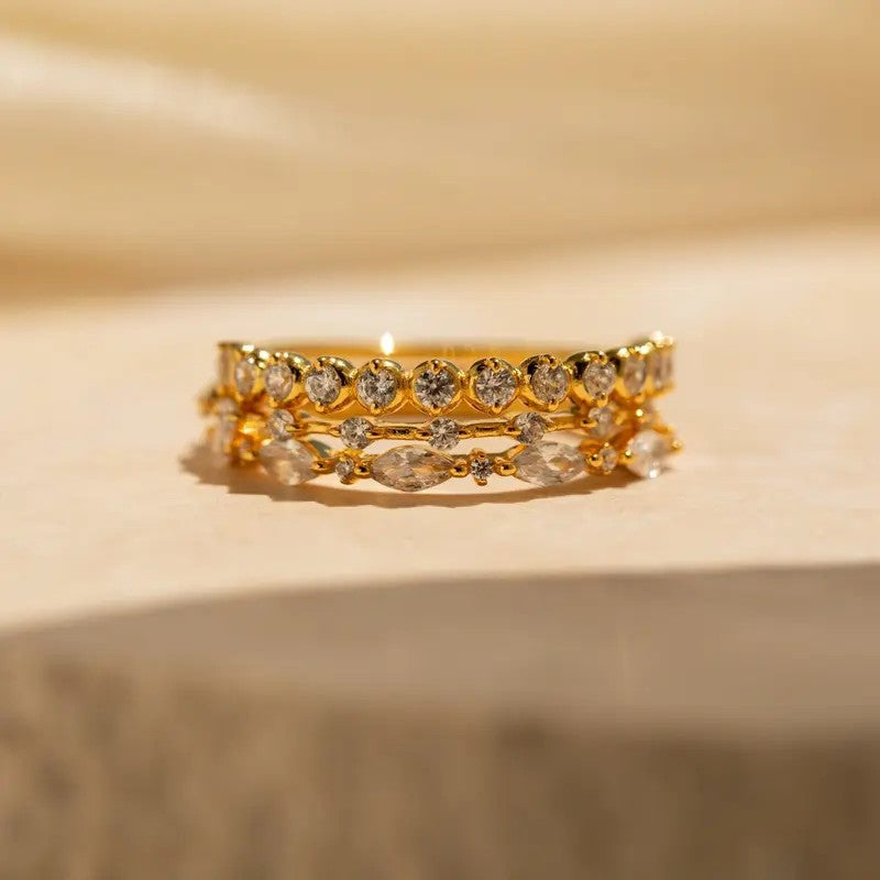 Crystal Woven Stackable Ring Set