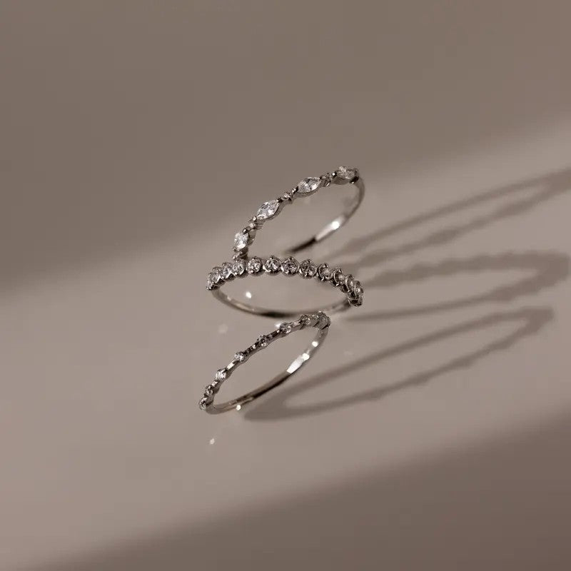 Crystal Woven Stackable Ring Set