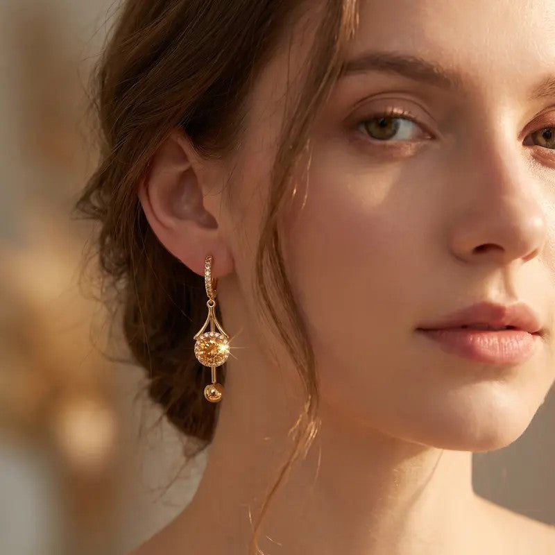 Crystal Halo Ball Hoop Drop Earrings