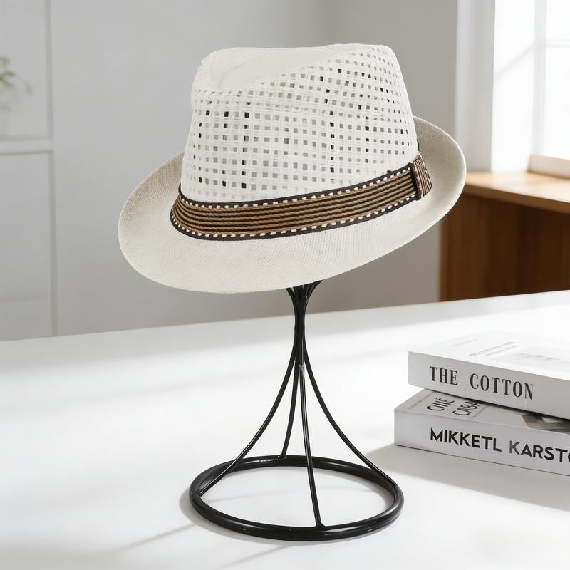 Woven Straw Fedora Hat