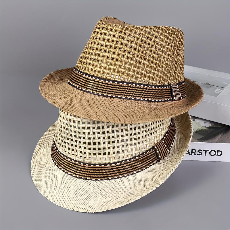 Woven Straw Fedora Hat