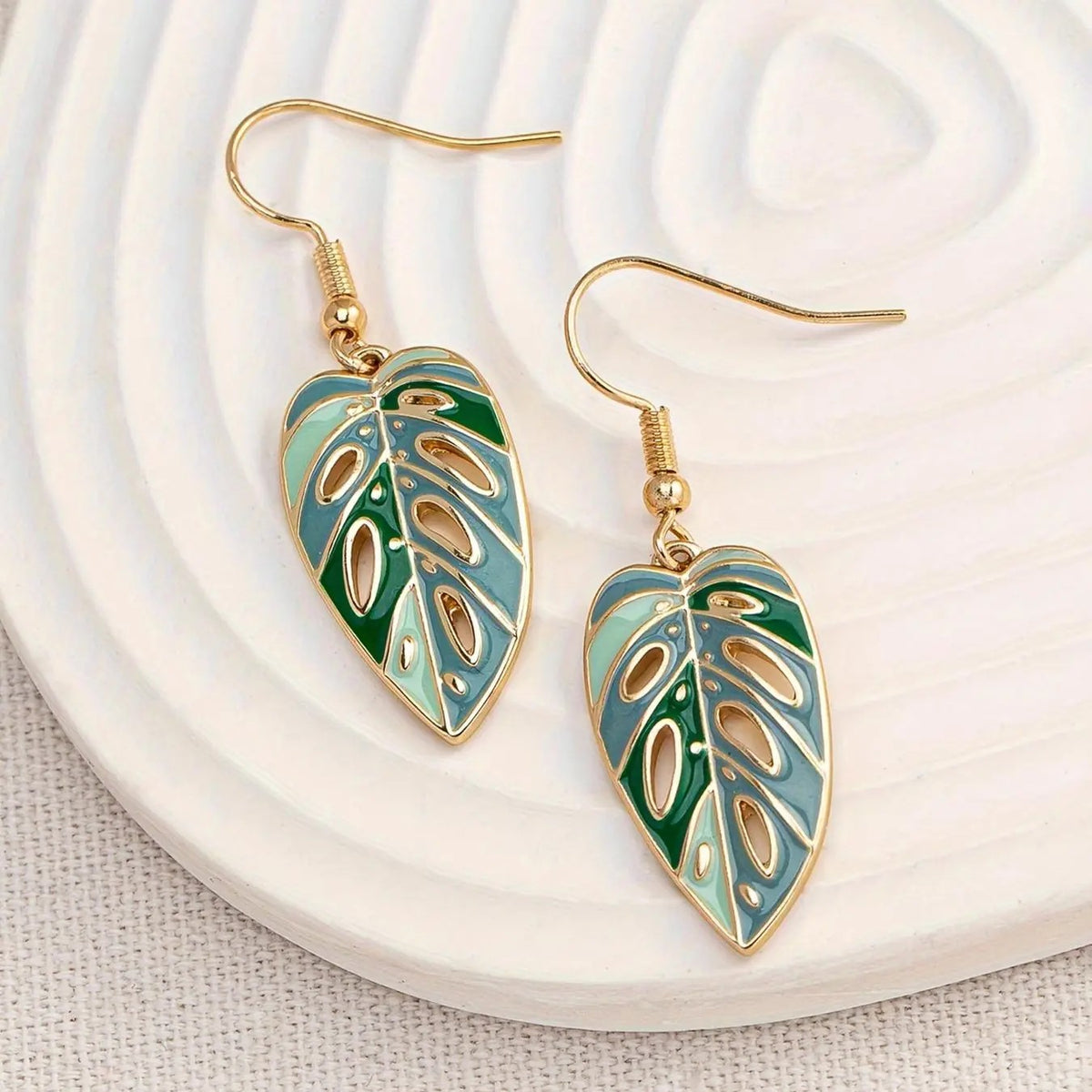 Tropical Leaf Drop Earrings
