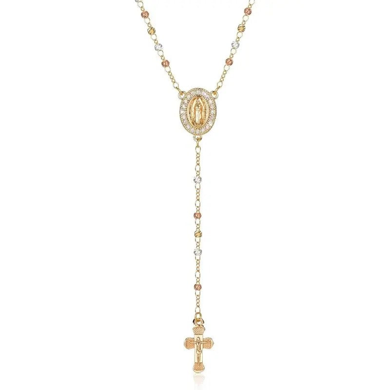 Virgin Mary Cross Lariat Necklace