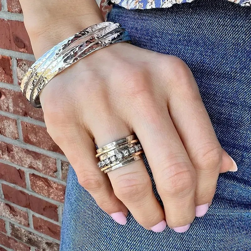 Two-Tone Crystal Band Ring