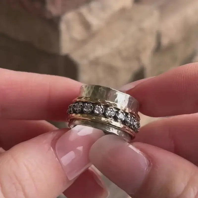 Two-Tone Crystal Band Ring