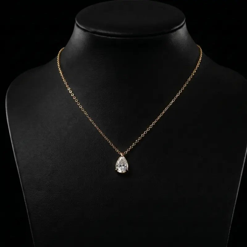Pear Crystal Solitaire Necklace