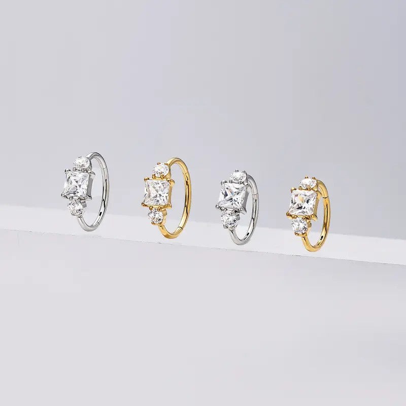 Square Crystal Nose Hoop