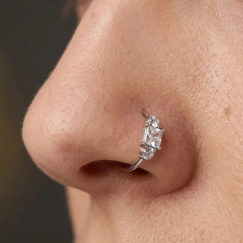 Square Crystal Nose Hoop