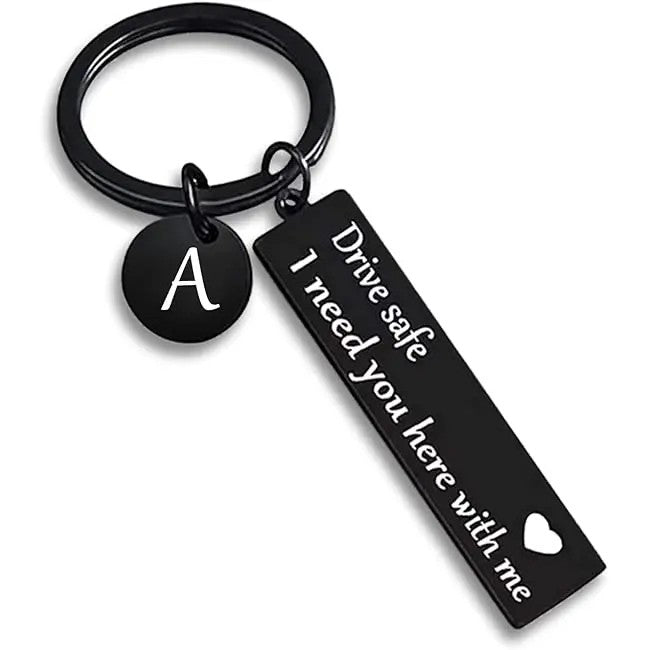 Drive Safe Rectangular Bar Keychain