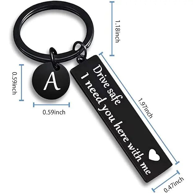 Drive Safe Rectangular Bar Keychain