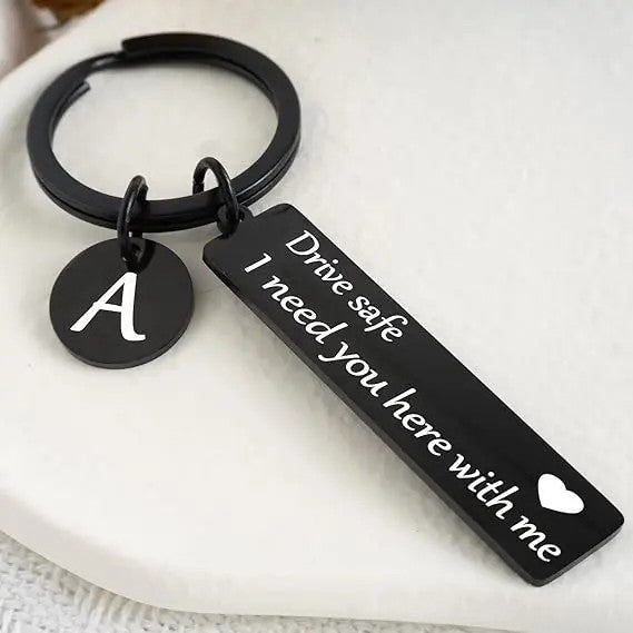 Drive Safe Rectangular Bar Keychain