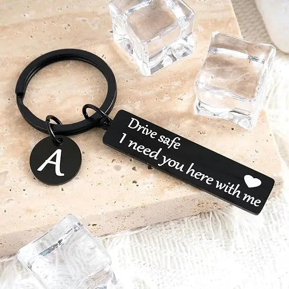 Drive Safe Rectangular Bar Keychain