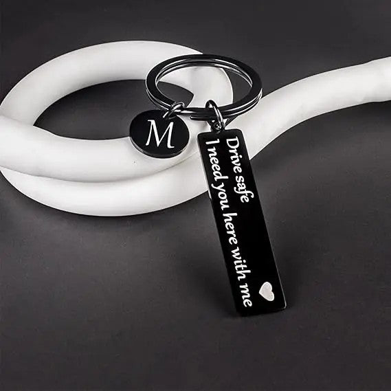 Drive Safe Rectangular Bar Keychain
