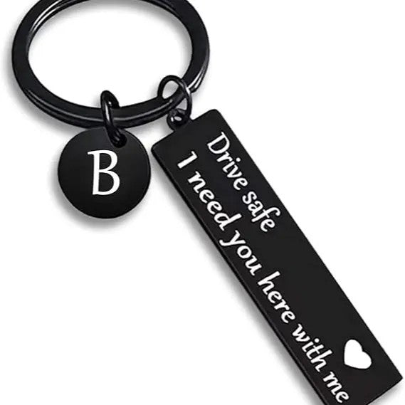 Drive Safe Rectangular Bar Keychain