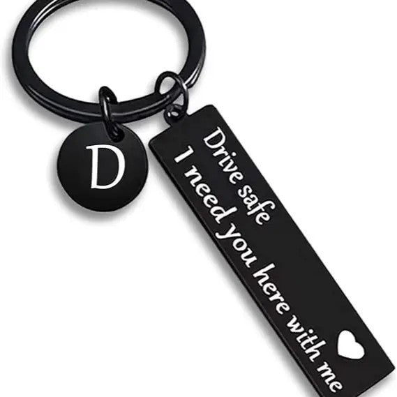 Drive Safe Rectangular Bar Keychain