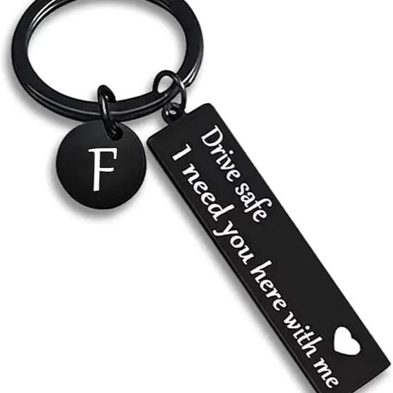 Drive Safe Rectangular Bar Keychain