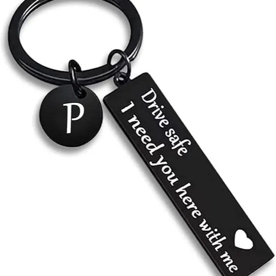 Drive Safe Rectangular Bar Keychain